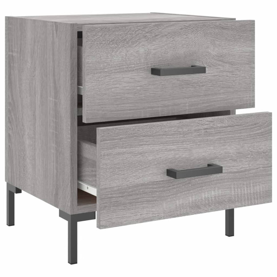 Nachtkastje 40X35X47,5 Cm Bewerkt Hout Eikenkleur 1 Grijs sonoma