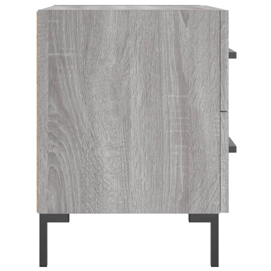 Nachtkastje 40X35X47,5 Cm Bewerkt Hout Eikenkleur 1 Grijs sonoma