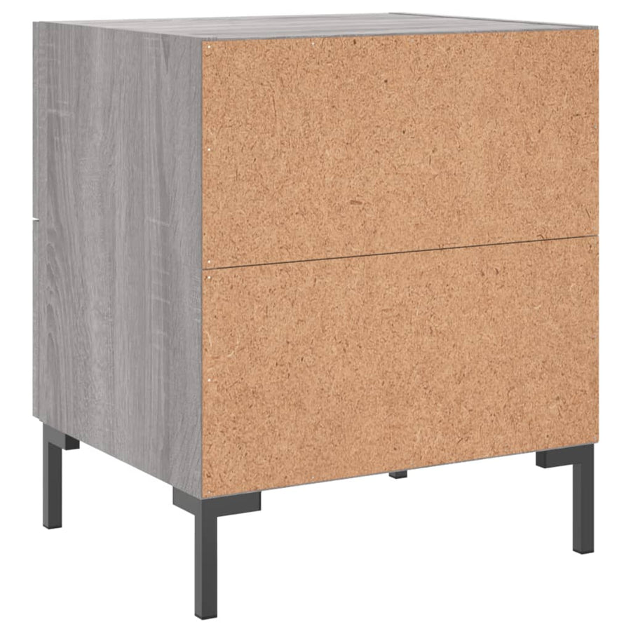 Nachtkastje 40X35X47,5 Cm Bewerkt Hout Eikenkleur 1 Grijs sonoma