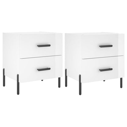 Nachtkastjes 2 St 40X35X47,5 Cm Bewerkt Hout Hoogglans Wit
