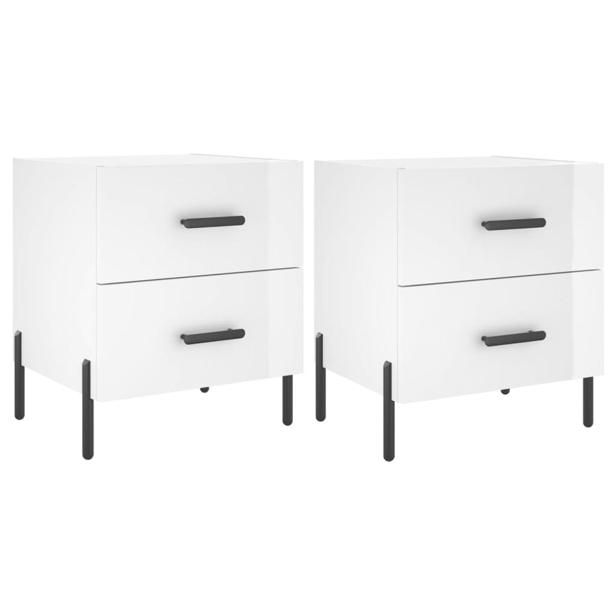 Nachtkastjes 2 St 40X35X47,5 Cm Bewerkt Hout Hoogglans Wit