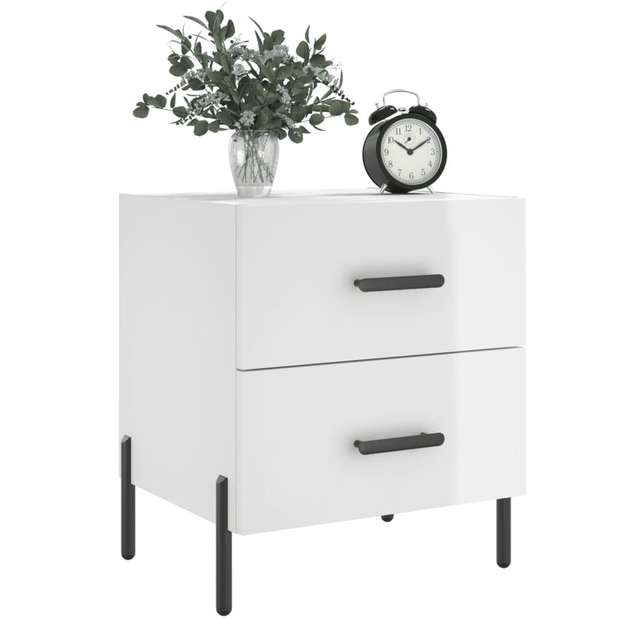Nachtkastjes 2 St 40X35X47,5 Cm Bewerkt Hout Hoogglans Wit