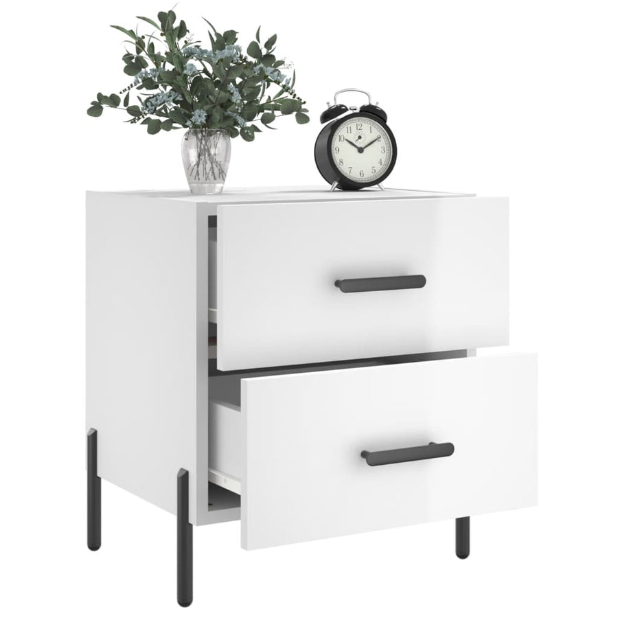 Nachtkastjes 2 St 40X35X47,5 Cm Bewerkt Hout Hoogglans Wit