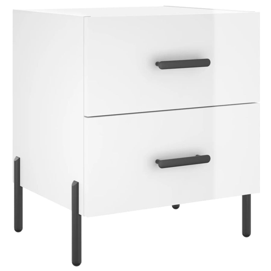 Nachtkastjes 2 St 40X35X47,5 Cm Bewerkt Hout Hoogglans Wit