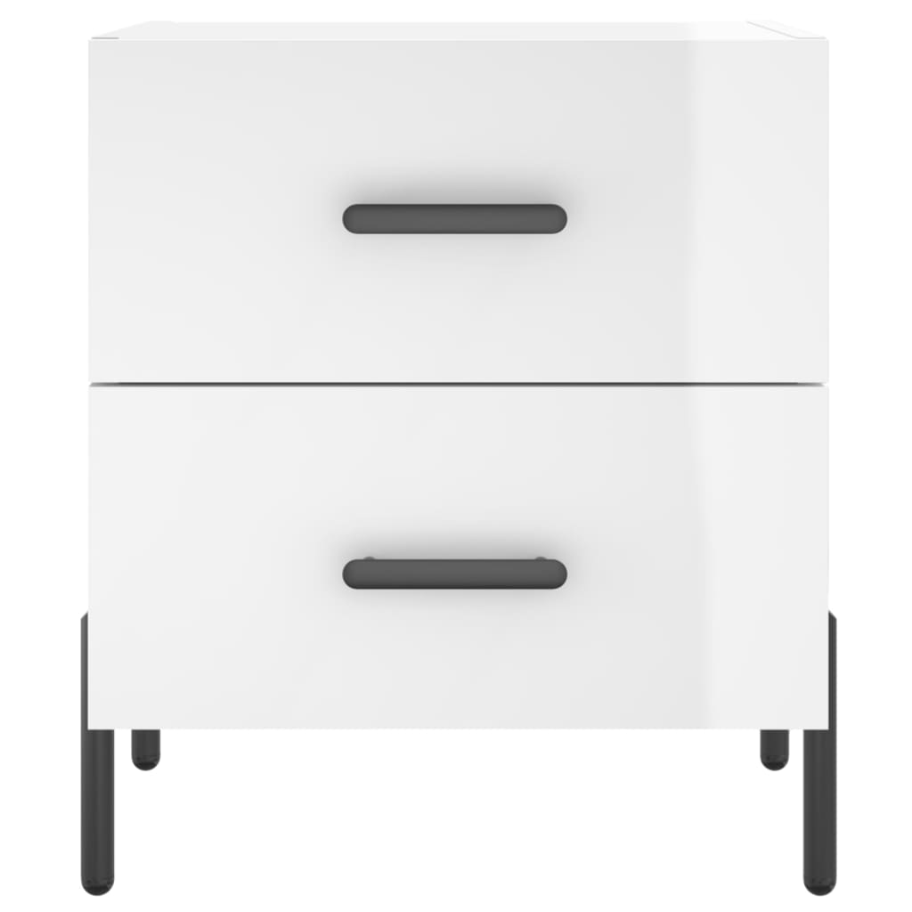 Nachtkastjes 2 St 40X35X47,5 Cm Bewerkt Hout Hoogglans Wit