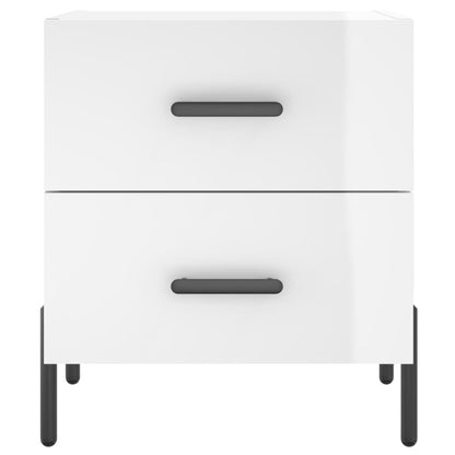 Nachtkastjes 2 St 40X35X47,5 Cm Bewerkt Hout Hoogglans Wit