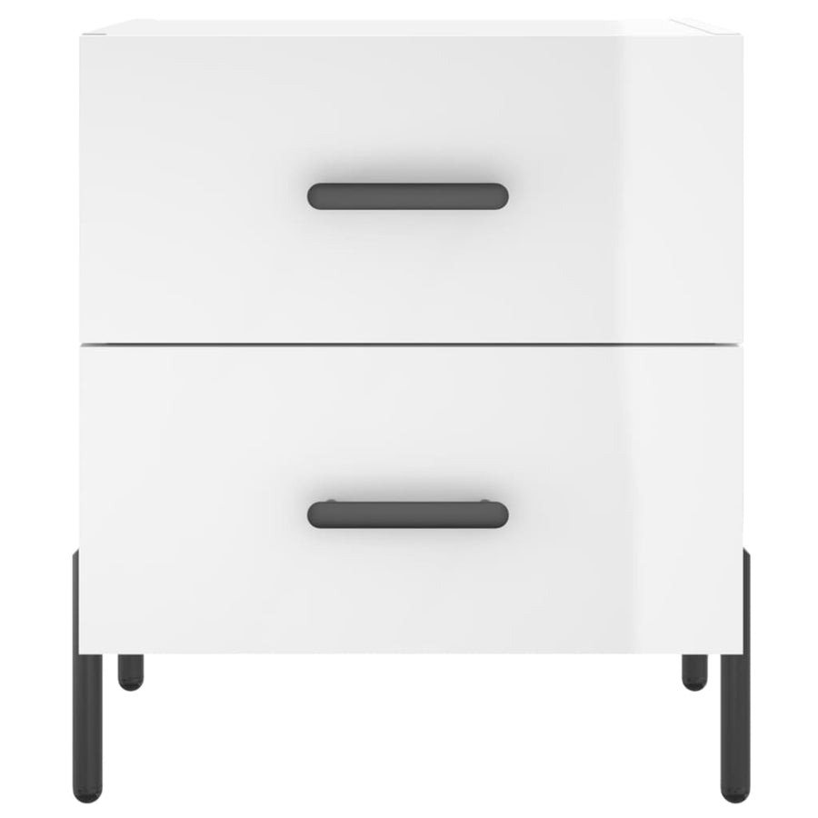 Nachtkastjes 2 St 40X35X47,5 Cm Bewerkt Hout Hoogglans Wit