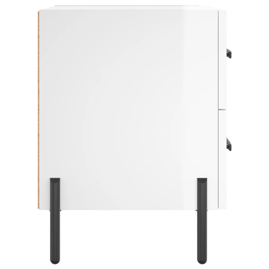 Nachtkastjes 2 St 40X35X47,5 Cm Bewerkt Hout Hoogglans Wit