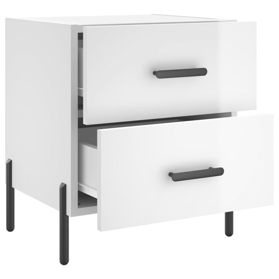 Nachtkastjes 2 St 40X35X47,5 Cm Bewerkt Hout Hoogglans Wit