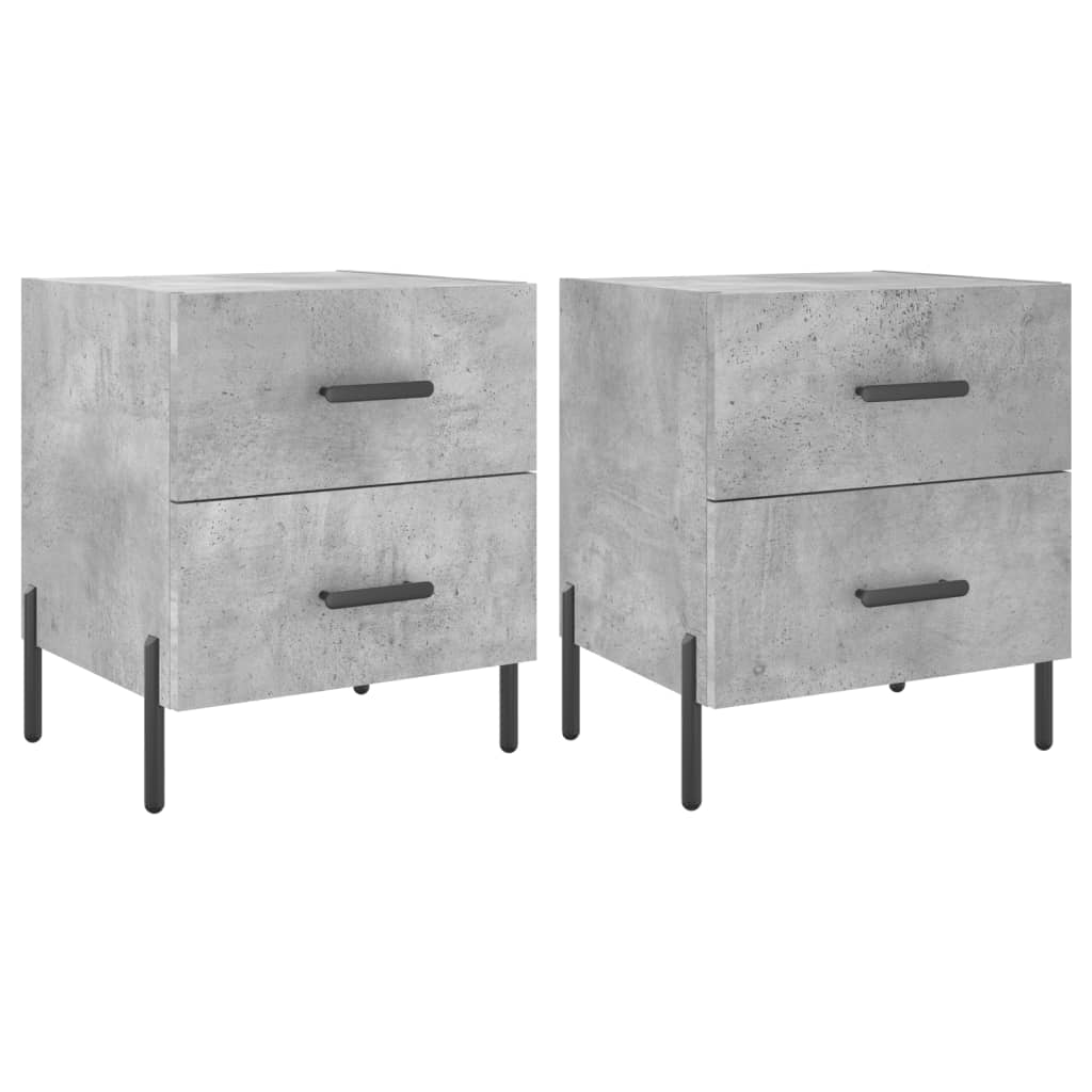 Nachtkastjes 2 St 40X35X47,5 Cm Bewerkt Hout Betongrijs