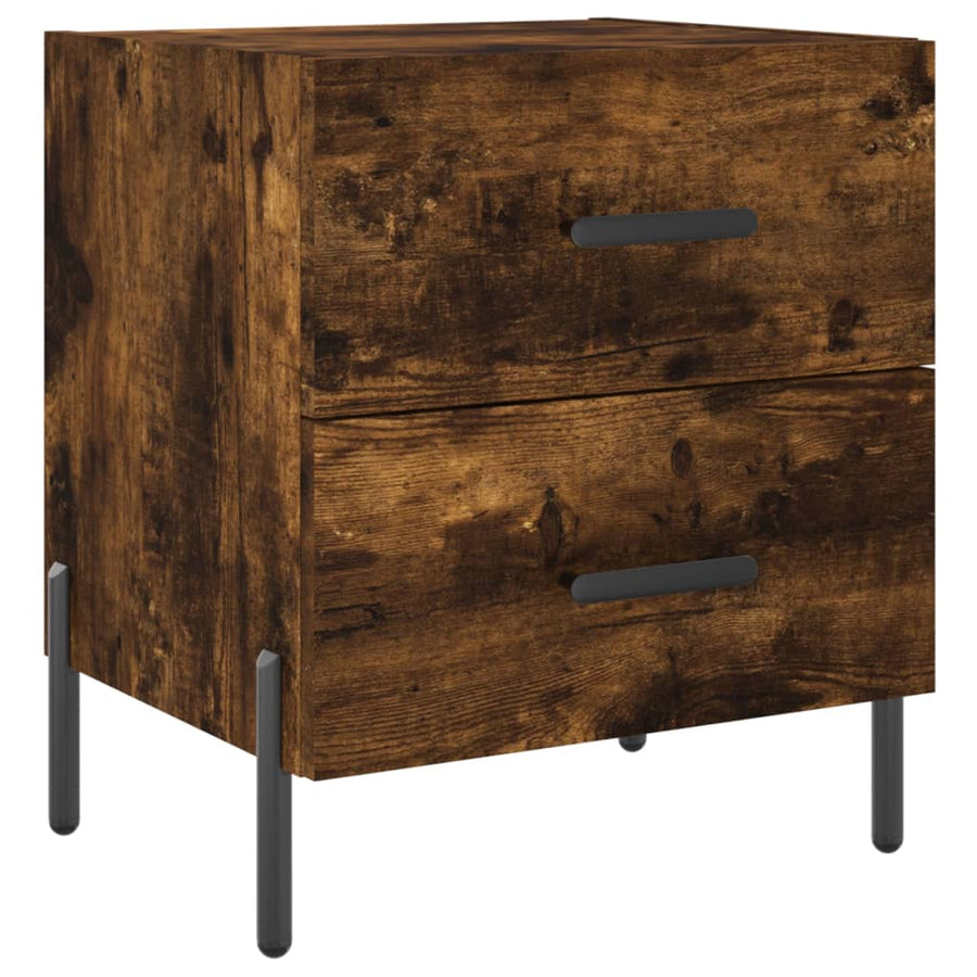 Nachtkastje 40X35X47,5 Cm Bewerkt Hout Gerookt Eikenkleurig