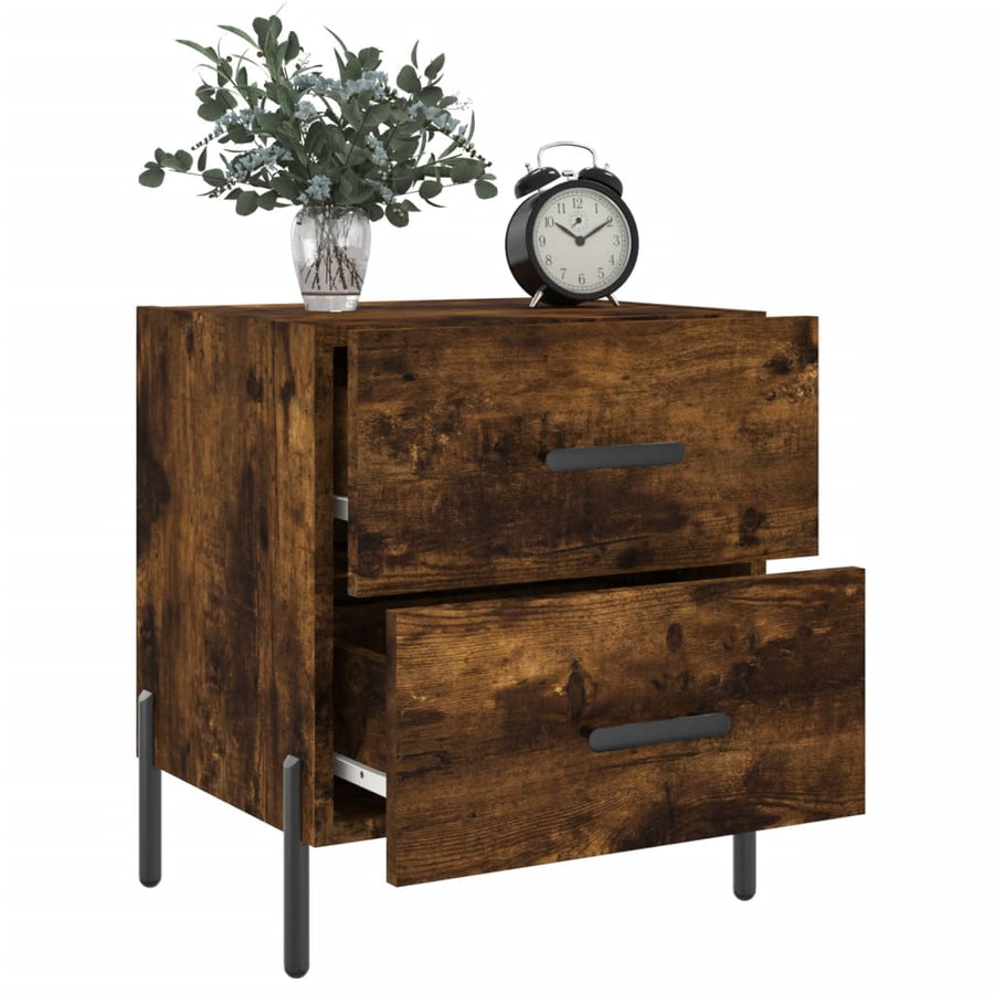 Nachtkastje 40X35X47,5 Cm Bewerkt Hout Gerookt Eikenkleurig