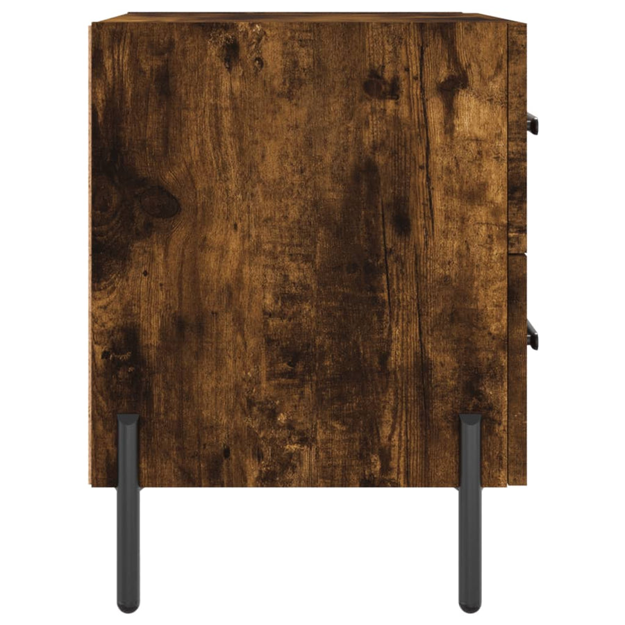 Nachtkastje 40X35X47,5 Cm Bewerkt Hout Gerookt Eikenkleurig