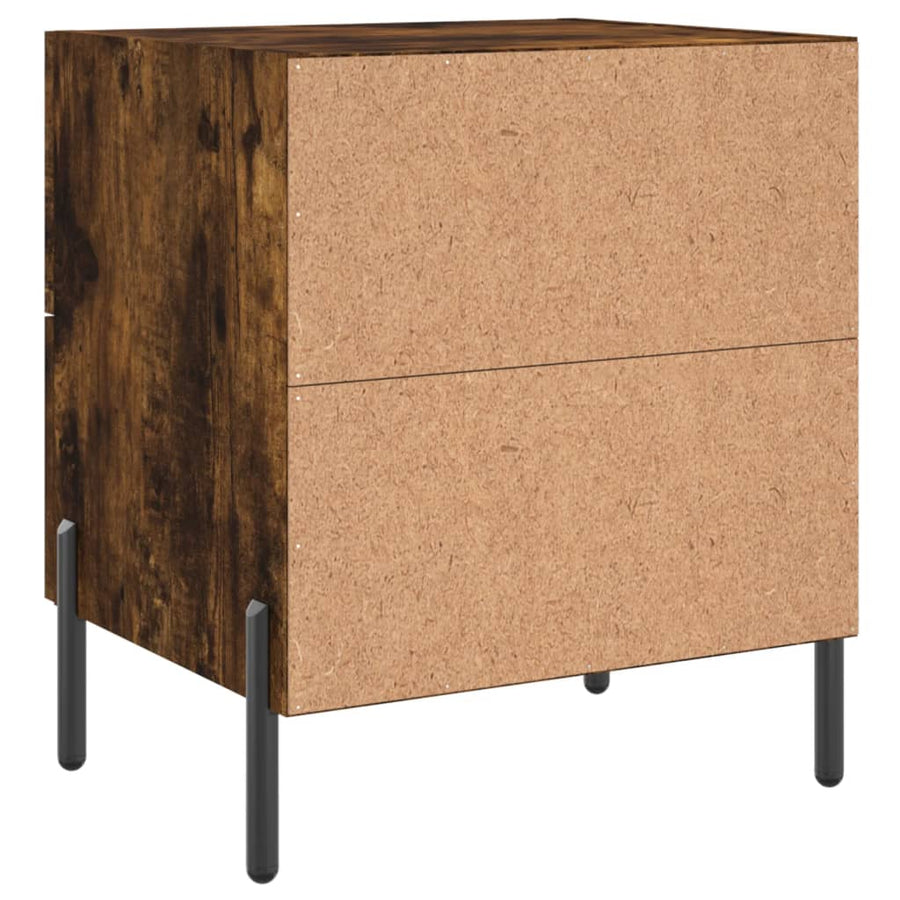 Nachtkastje 40X35X47,5 Cm Bewerkt Hout Gerookt Eikenkleurig