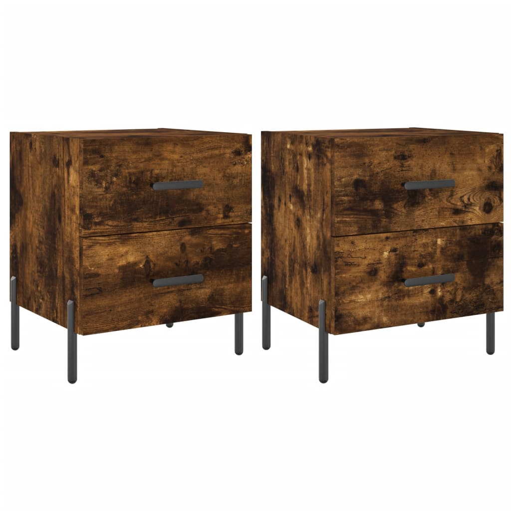 Nachtkastjes 2 St 40X35X47,5 Cm Bewerkt Hout Gerookt Eikenkleur