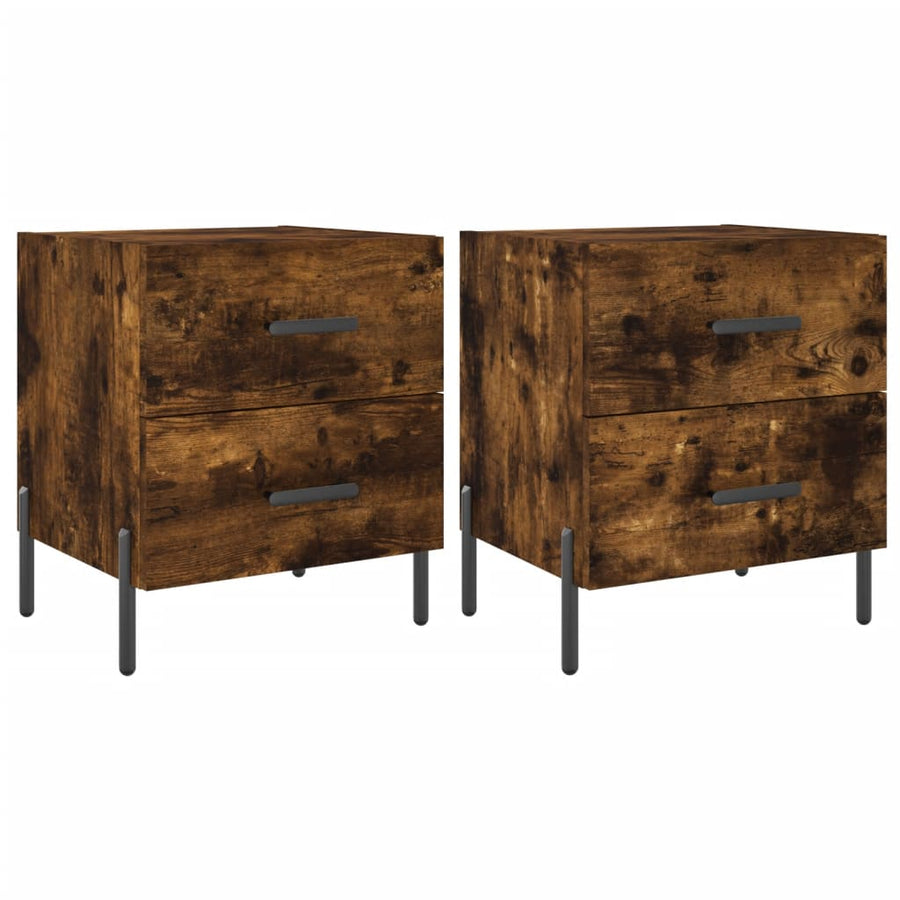 Nachtkastjes 2 St 40X35X47,5 Cm Bewerkt Hout Gerookt Eikenkleur