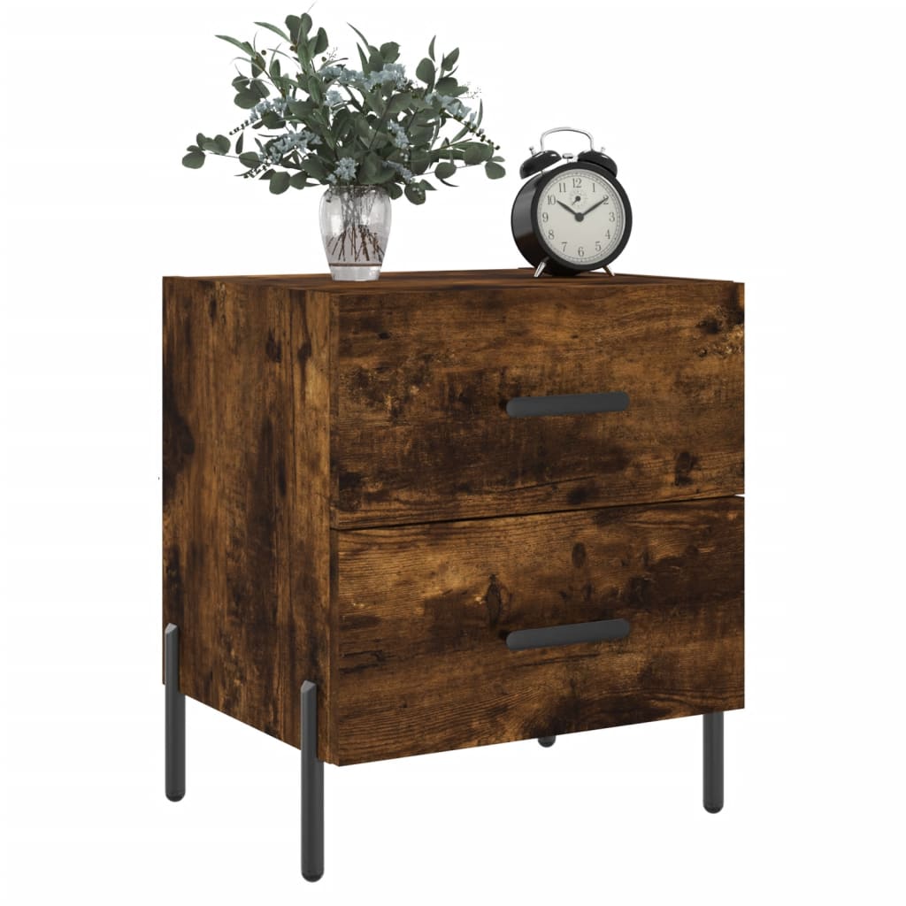 Nachtkastjes 2 St 40X35X47,5 Cm Bewerkt Hout Gerookt Eikenkleur