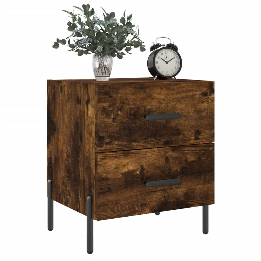 Nachtkastjes 2 St 40X35X47,5 Cm Bewerkt Hout Gerookt Eikenkleur