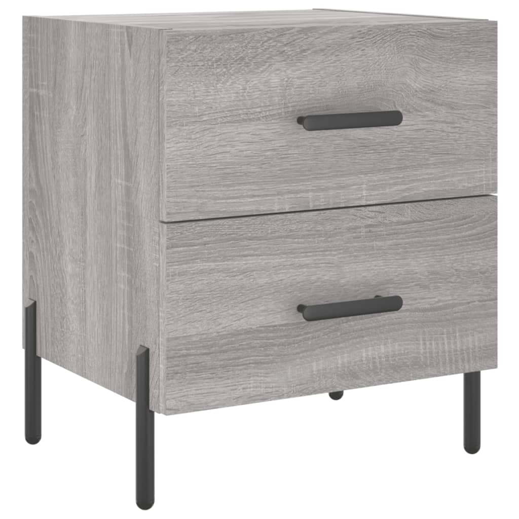 Nachtkastje 40X35X47,5 Cm Bewerkt Hout Eikenkleur 1 Grijs sonoma