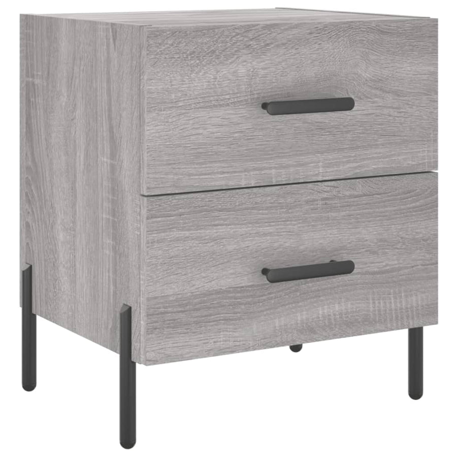 Nachtkastje 40X35X47,5 Cm Bewerkt Hout Eikenkleur 1 Grijs sonoma