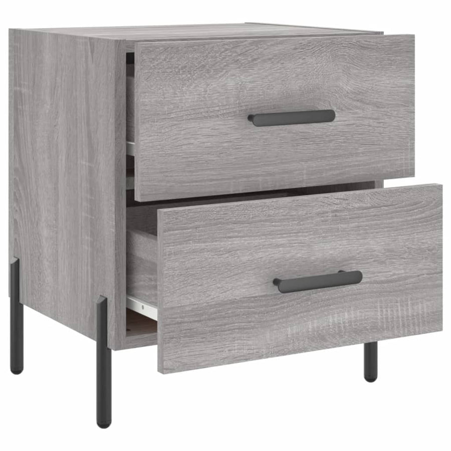 Nachtkastje 40X35X47,5 Cm Bewerkt Hout Eikenkleur 1 Grijs sonoma