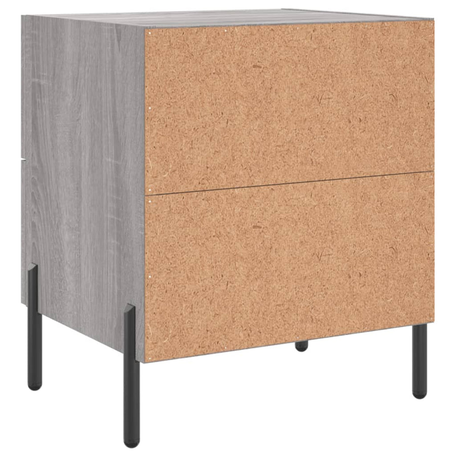 Nachtkastje 40X35X47,5 Cm Bewerkt Hout Eikenkleur 1 Grijs sonoma