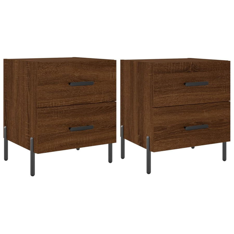 Nachtkastjes 2 St 40X35X47,5 Cm Bewerkt Hout Bruin Eikenkleur
