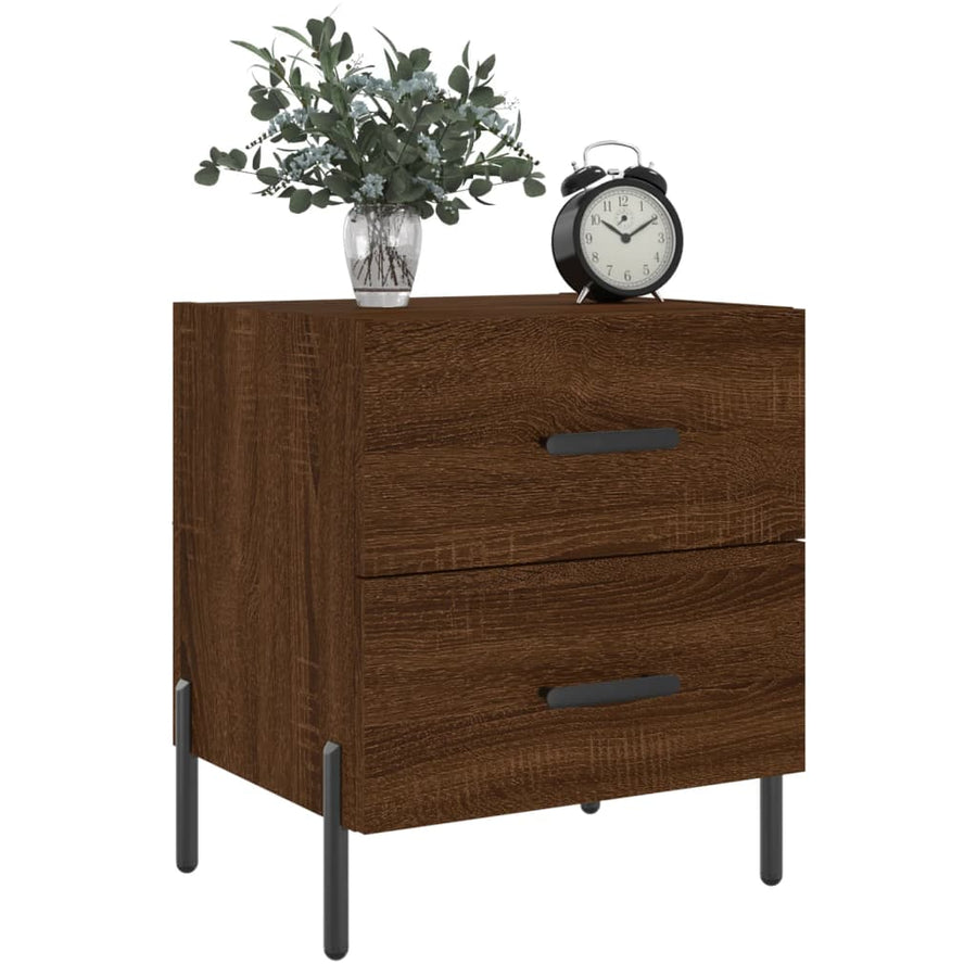 Nachtkastjes 2 St 40X35X47,5 Cm Bewerkt Hout Bruin Eikenkleur