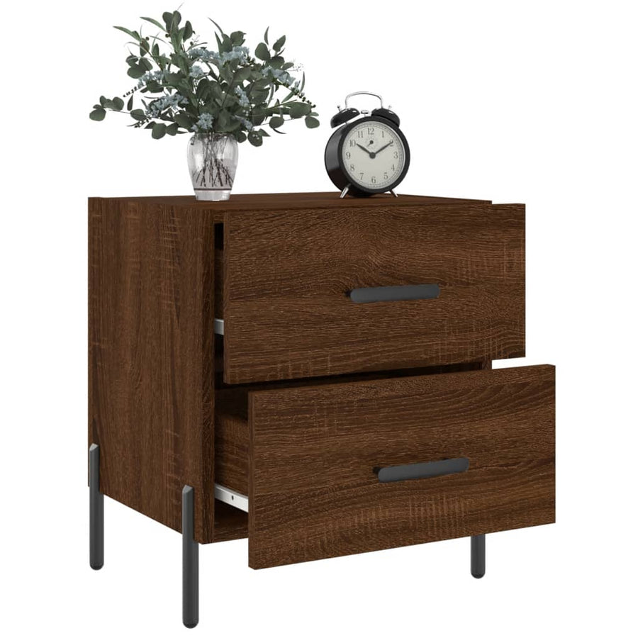 Nachtkastjes 2 St 40X35X47,5 Cm Bewerkt Hout Bruin Eikenkleur