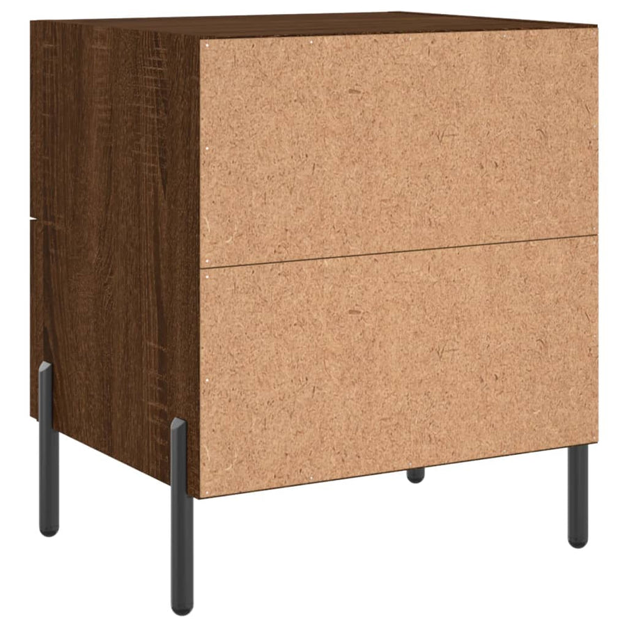 Nachtkastjes 2 St 40X35X47,5 Cm Bewerkt Hout Bruin Eikenkleur