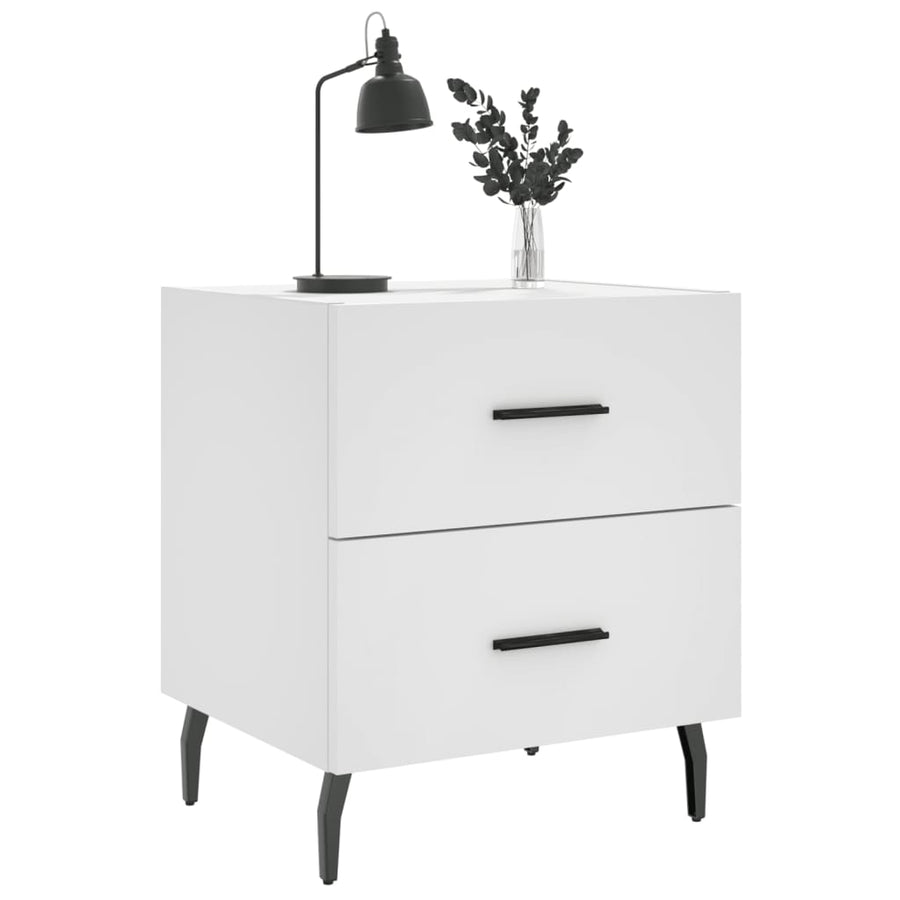 Nachtkastjes 2 St 40X35X47,5 Cm Bewerkt Hout Wit