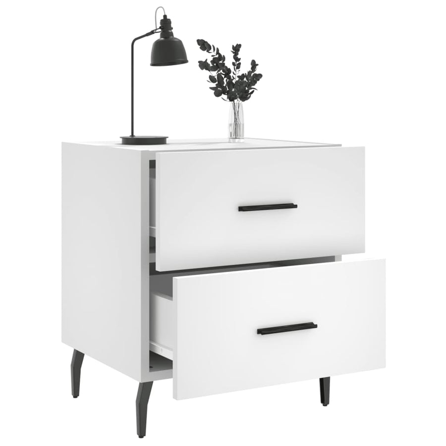 Nachtkastjes 2 St 40X35X47,5 Cm Bewerkt Hout Wit