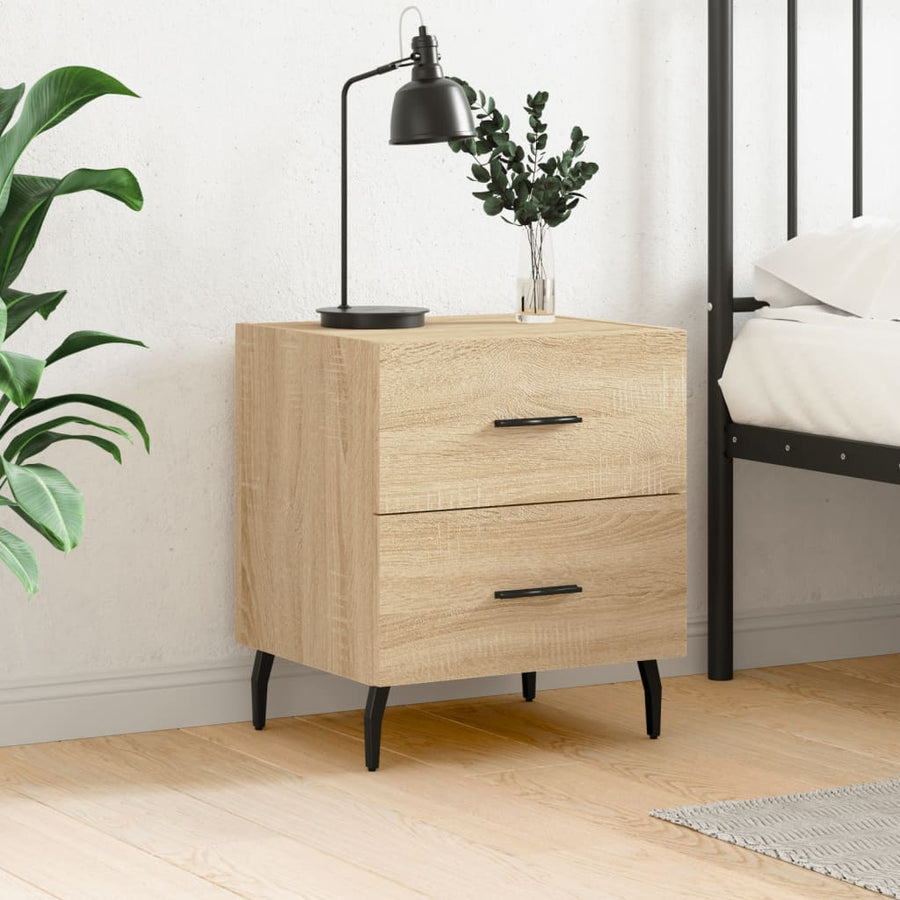 Nachtkastje 40X35X47,5 Cm Bewerkt Hout Kleurig 1 Sonoma eiken