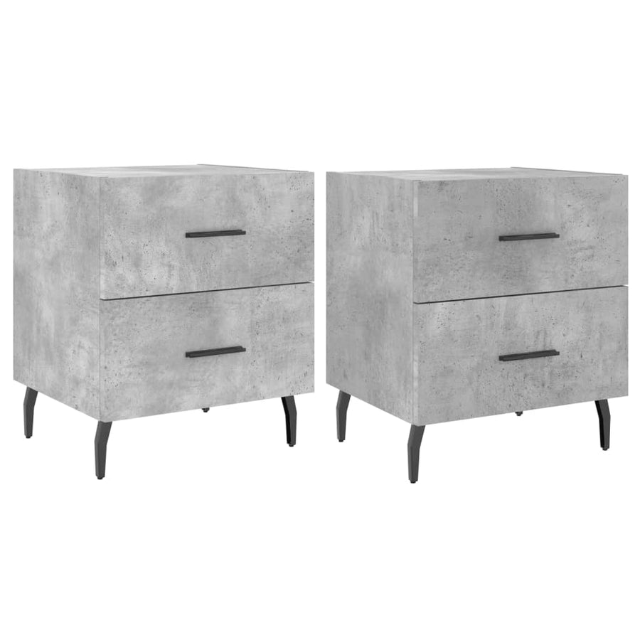 Nachtkastjes 2 St 40X35X47,5 Cm Bewerkt Hout Betongrijs