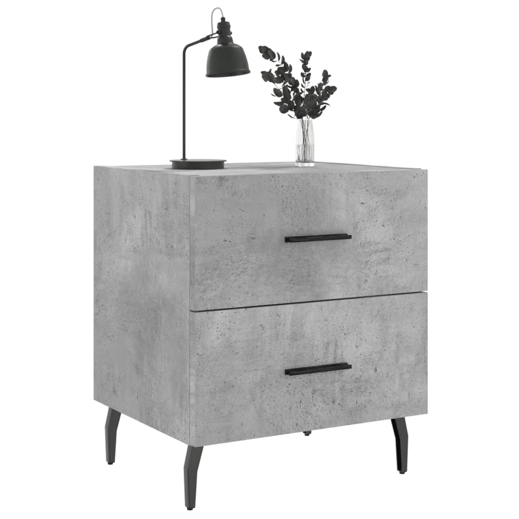 Nachtkastjes 2 St 40X35X47,5 Cm Bewerkt Hout Betongrijs