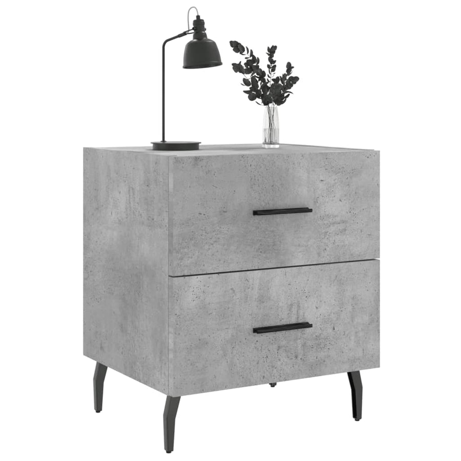 Nachtkastjes 2 St 40X35X47,5 Cm Bewerkt Hout Betongrijs