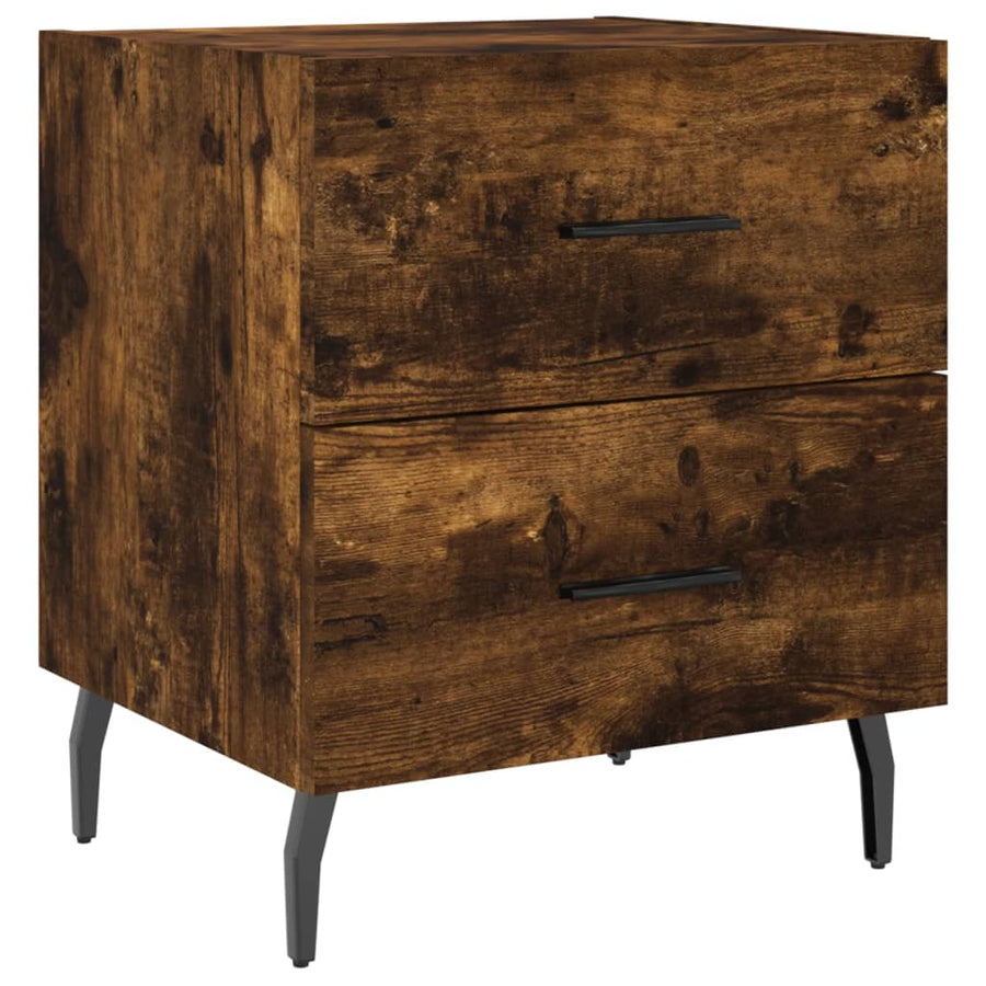 Nachtkastje 40X35X47,5 Cm Bewerkt Hout Kleurig 1 Gerookt eiken