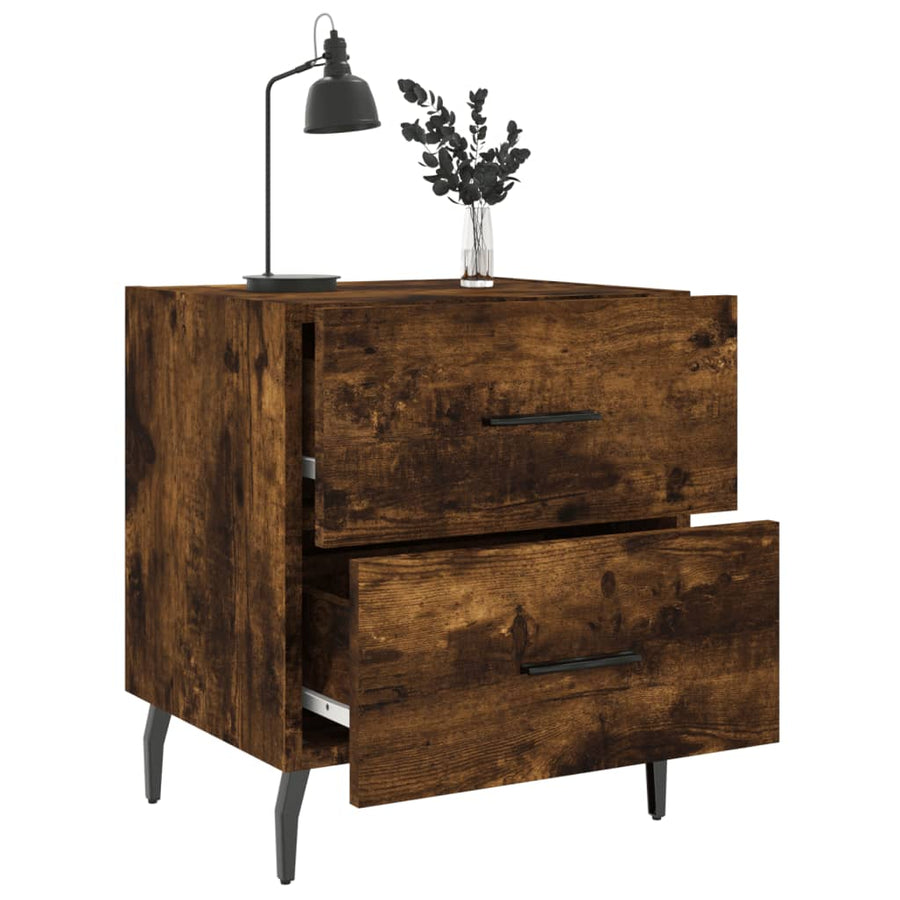 Nachtkastje 40X35X47,5 Cm Bewerkt Hout Kleurig 1 Gerookt eiken