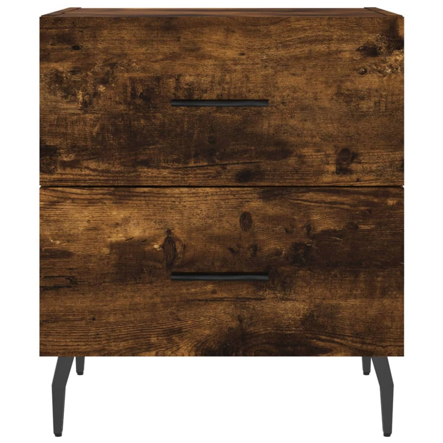 Nachtkastje 40X35X47,5 Cm Bewerkt Hout Kleurig 1 Gerookt eiken