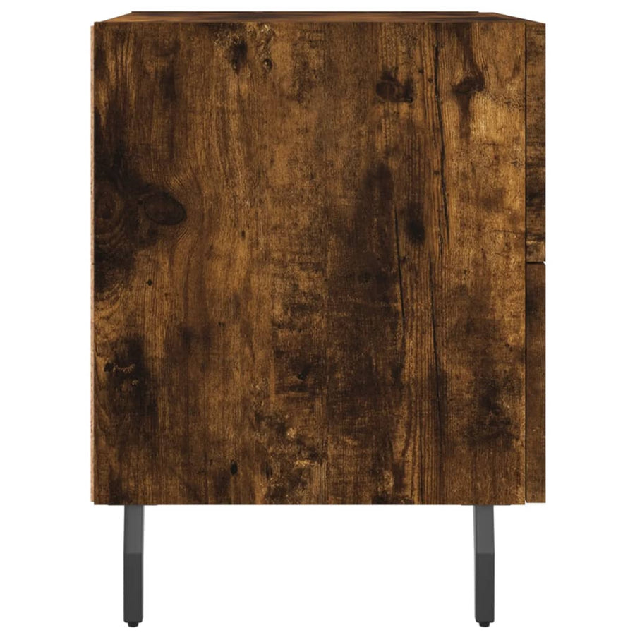 Nachtkastje 40X35X47,5 Cm Bewerkt Hout Kleurig 1 Gerookt eiken