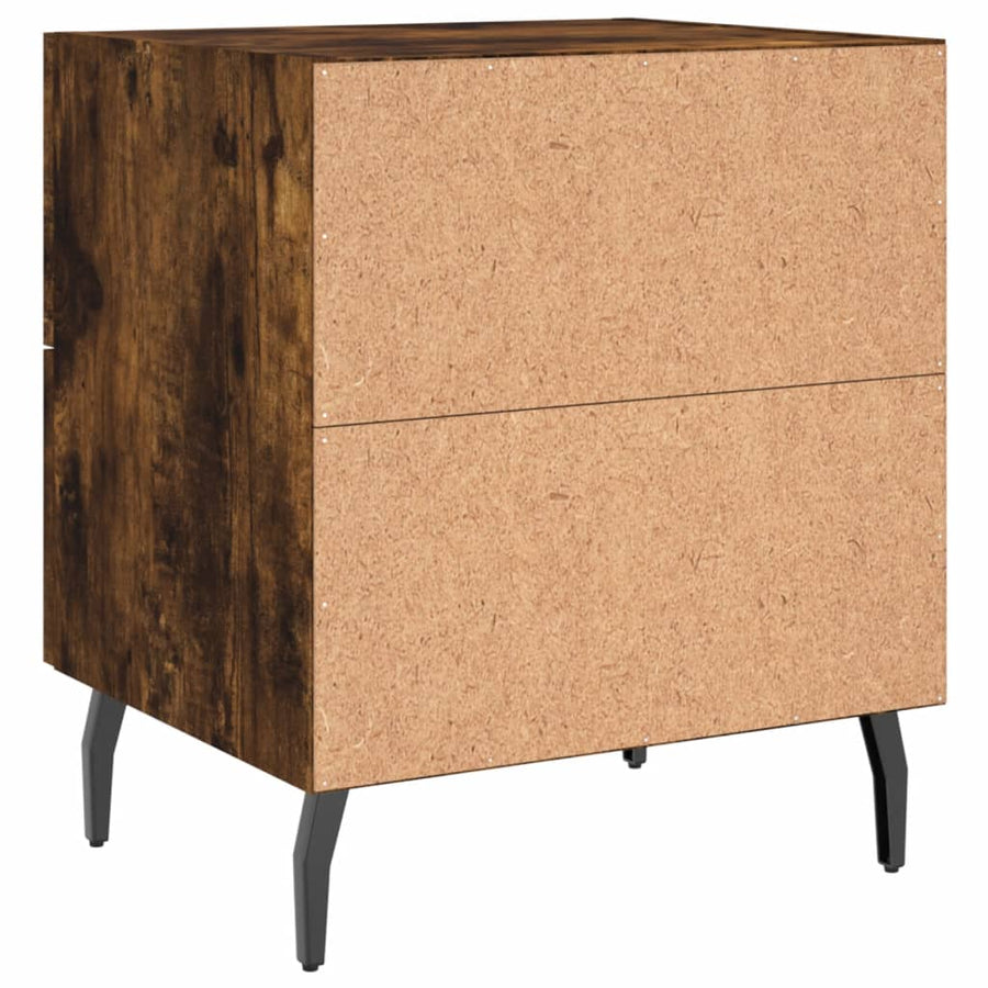 Nachtkastje 40X35X47,5 Cm Bewerkt Hout Kleurig 1 Gerookt eiken