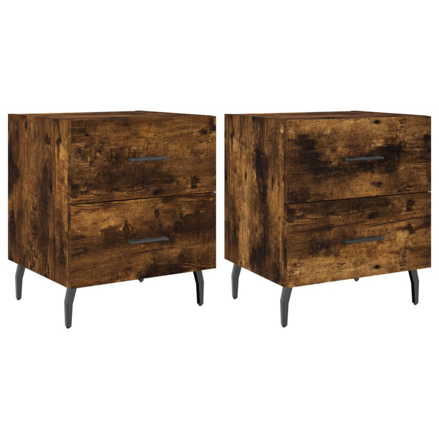 Nachtkastjes 2 St 40X35X47,5 Cm Bewerkt Hout Gerookt Eikenkleur