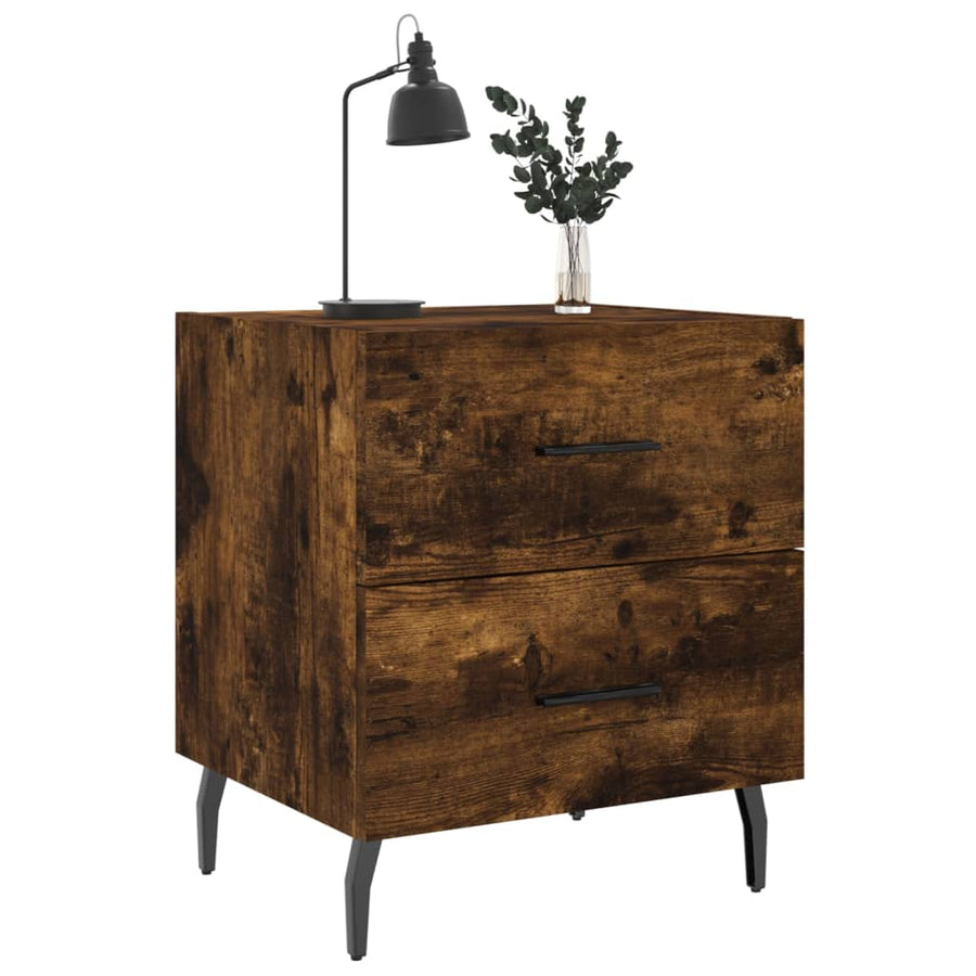 Nachtkastjes 2 St 40X35X47,5 Cm Bewerkt Hout Gerookt Eikenkleur