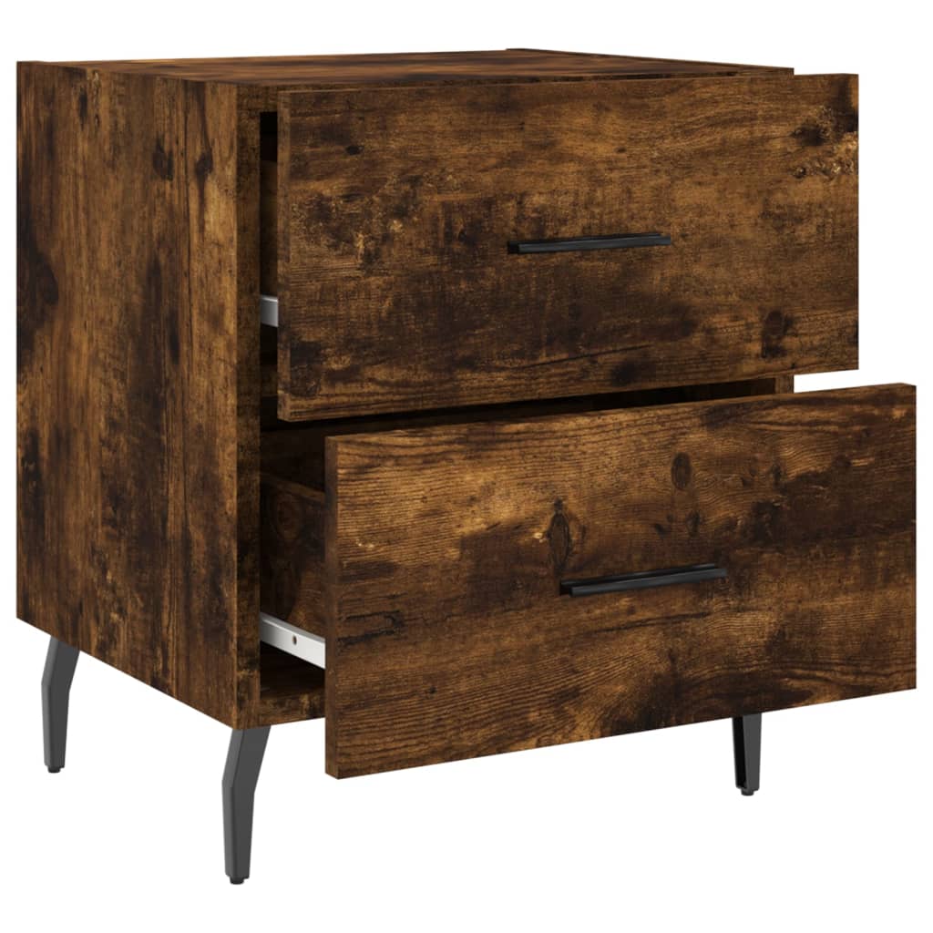 Nachtkastjes 2 St 40X35X47,5 Cm Bewerkt Hout Gerookt Eikenkleur