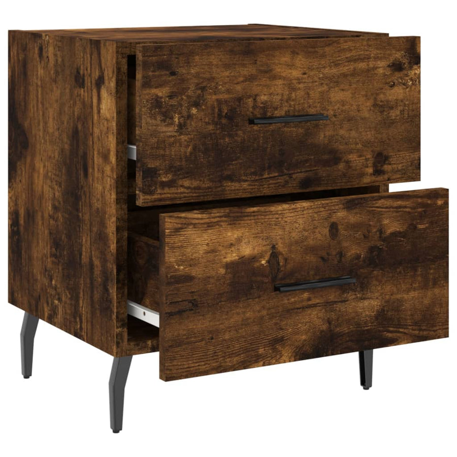Nachtkastjes 2 St 40X35X47,5 Cm Bewerkt Hout Gerookt Eikenkleur