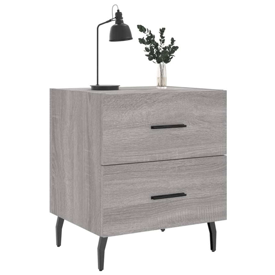 Nachtkastje 40X35X47,5 Cm Bewerkt Hout Eikenkleur 1 Grijs sonoma