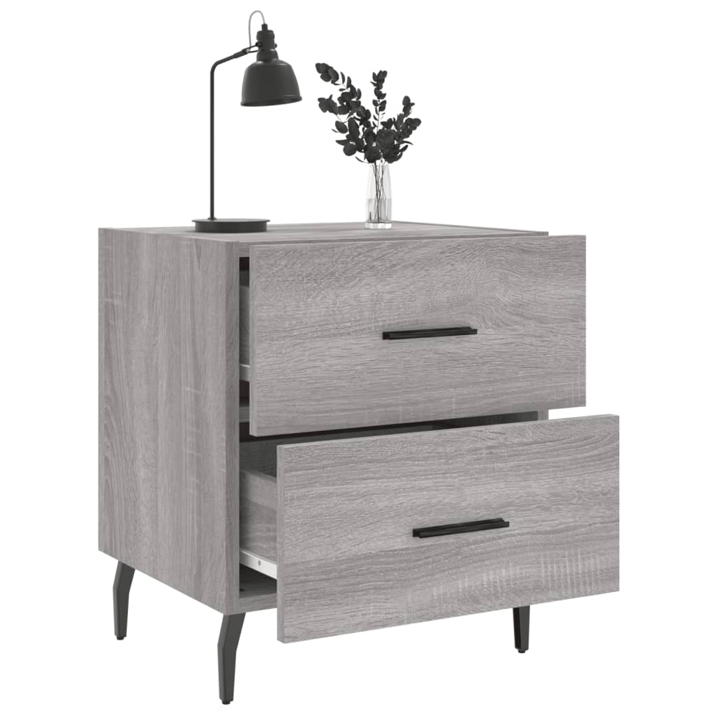 Nachtkastje 40X35X47,5 Cm Bewerkt Hout Eikenkleur 1 Grijs sonoma