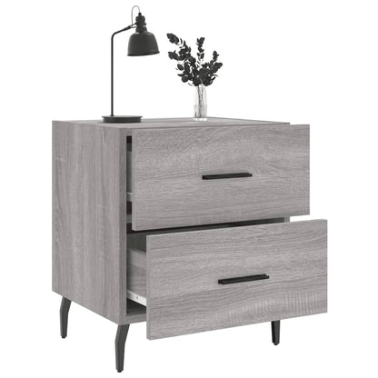 Nachtkastje 40X35X47,5 Cm Bewerkt Hout Eikenkleur 1 Grijs sonoma