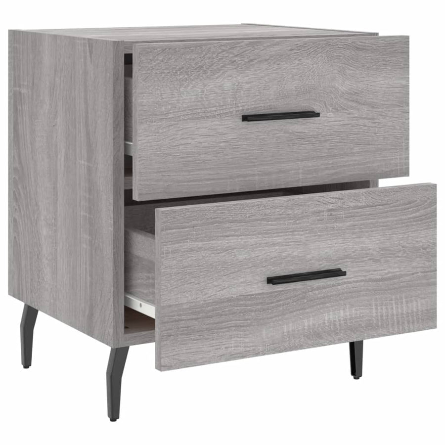Nachtkastje 40X35X47,5 Cm Bewerkt Hout Eikenkleur 1 Grijs sonoma