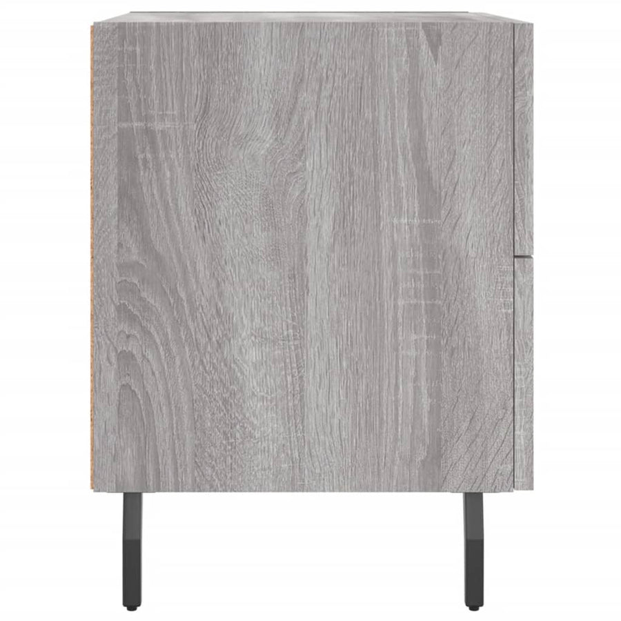 Nachtkastje 40X35X47,5 Cm Bewerkt Hout Eikenkleur 1 Grijs sonoma